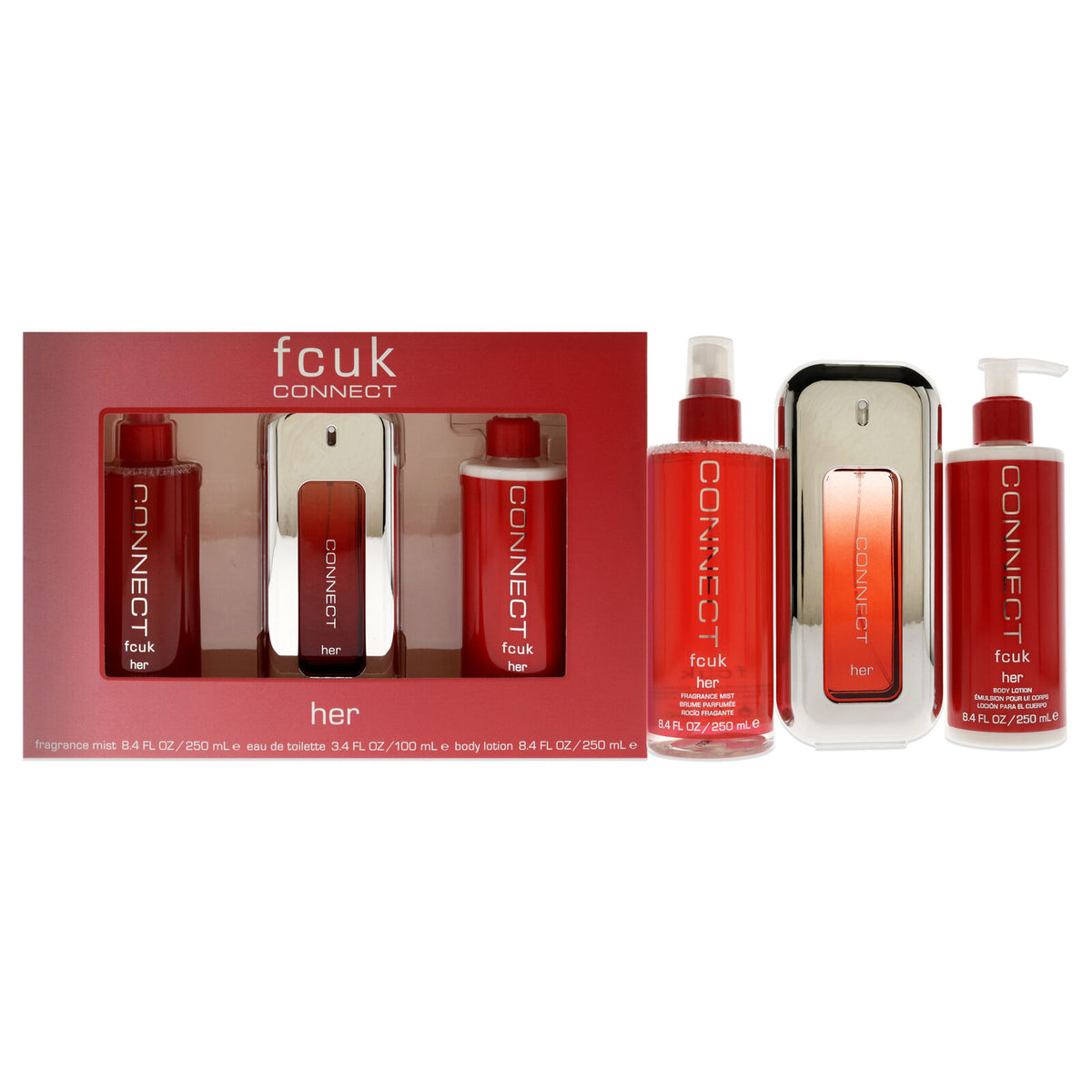 Set - FCUK 100ml EDT Spray + 250ml Body Lotion & Fragrance for Women ...