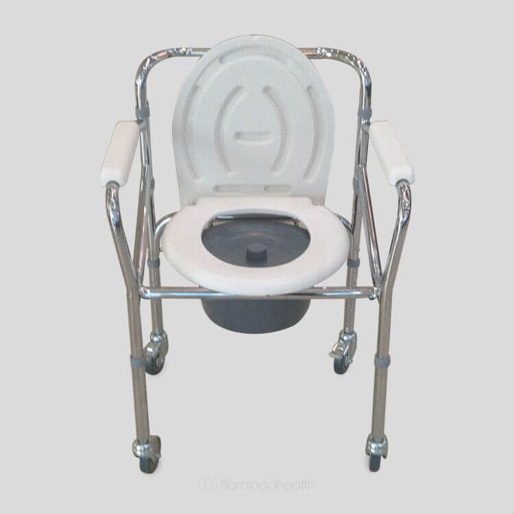 Flamingo Classic Toilet Commode Chair with Wheel Foldable and Portable